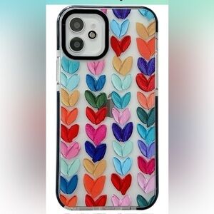 EUC Color Mix Drawing Loving Heart Clear Case for Apple iPhone 12 Shockproof